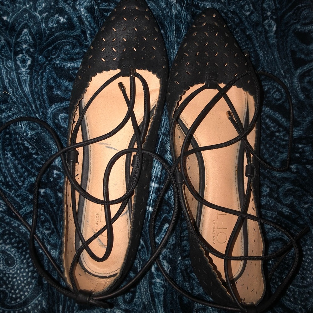 black lace up flats from LOFT ( ship same day)